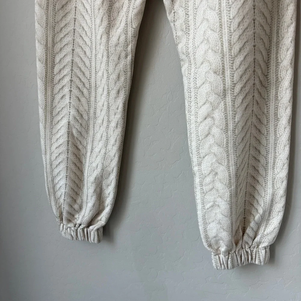 Rag & Bone Miramar Cable Knit Print Joggers Cream Beige 100% Cotton Size XS - Picture 8 of 10
